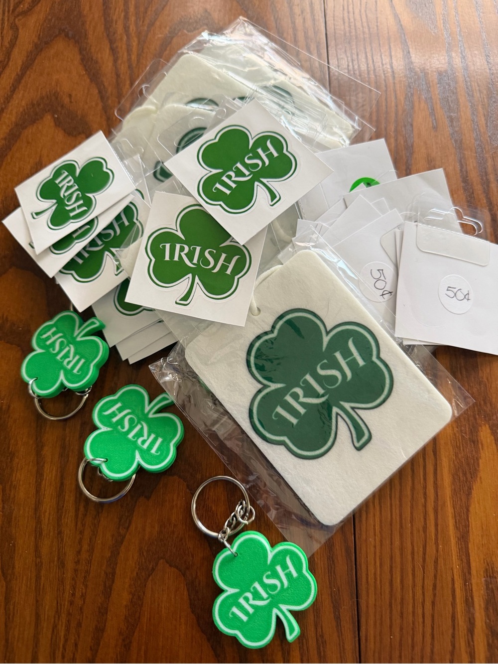 Lot of Irish Keychains, Stickers and Car Air Fresheners